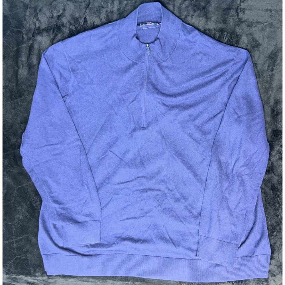 Vineyard Vines Cashmere Blend Quarter Zip Pullover Mens 4XB Blue Sweater Navy